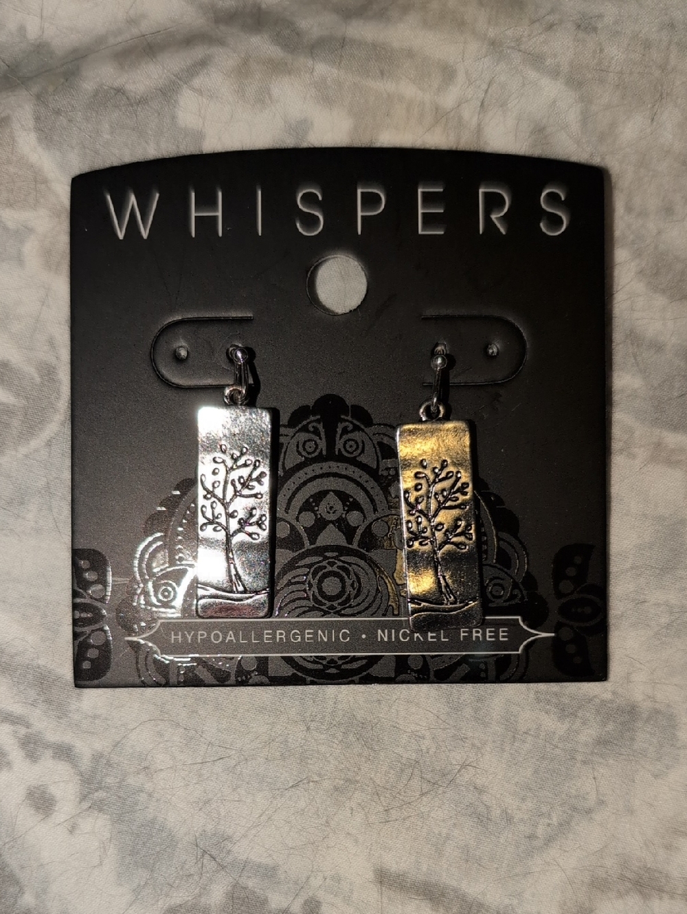 NWT Whispers Tree Of Life Rectangle Drop Earrings - Silver